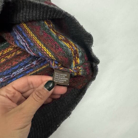 J. McLaughlin Sweater Womens XL Fair Isle Nordic Wool Cashmere VNeck Pullover - Picture 4 of 9